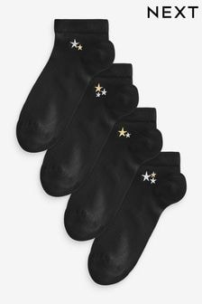 Sparkle Stars Embroidered Motif Trainer Socks 4 Pack (E54770) | $15