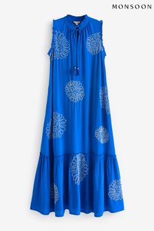 Monsoon Blue Meena Embroidered Dress (E55217) | €102