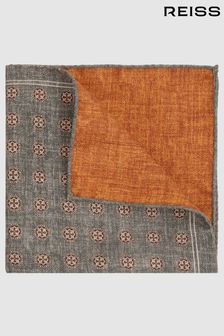 Reiss Charcoal/Burnt Orange Lerici Reversible Silk Pocket Square (E55284) | OMR29