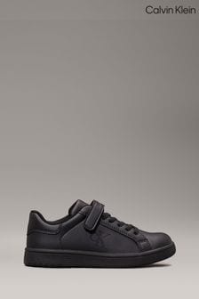 Plain black velcro trainers deals