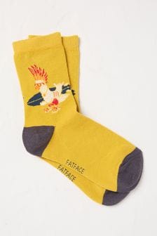 FatFace Yellow Surfing Bird Kids' Socks 1 Pack (E56622) | DKK40