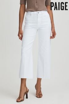 Paige Wide Leg Raw Hem Cropped Jeans (E58330) | $428