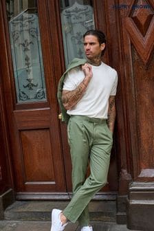 أخضر - Harry Brown Slim Fit Paper Touch Cotton Suit: Smart Trousers (E59101) | 494 د.إ