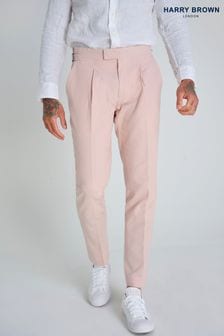 ורוד - Harry Brown Slim Fit Chris Linen Cotton Blend Suit: Smart Trousers (E59112) | ‏448 ‏₪