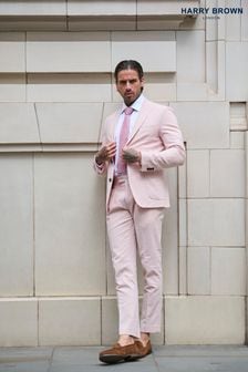 Harry Brown Pink Slim Fit Chris Linen Cotton Blend Suit: Smart Trousers (E59112) | $153