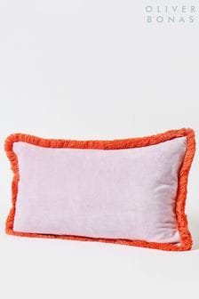 Oliver Bonas Lilac Purple Issey Velvet Fringed Rectangular Cushion Cover (E59196) | €37