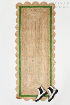 Oliver Bonas Green Scalloped Jute Border Runner Rug (E59197) | €89