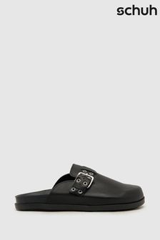 Schuh Tabbie Leather Closed Toe Black Mule (E59563) | $111