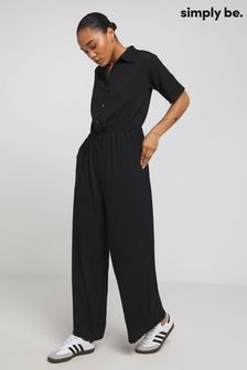 Simply Be Black Waffle Jumpsuit (E59641) | $67