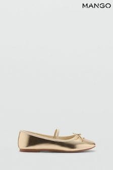 Mango Gold Metallic Strip Ballerinas (E59647) | €44