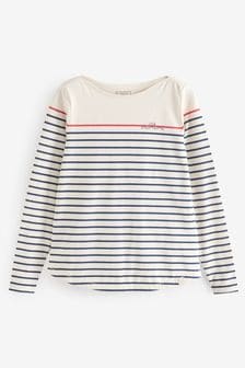 FatFace Cream Ivory Usa Breton T-Shirt (E60288) | $46