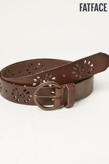 FatFace Chocolate Brown Leather Floral Belt (E60308) | $60