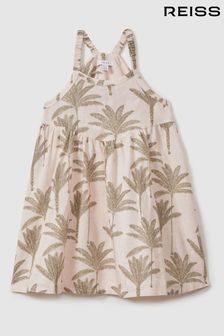 Reiss Neutral Klemee Teen Linen-Cotton Tropical Dress (E61089) | OMR56