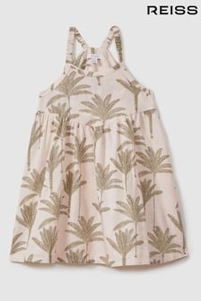 Reiss Neutral Klemee 13-14 yrs Linen-Cotton Tropical Dress (E61089) | $133