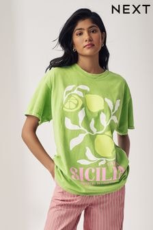 Lime Green Fruit Bright Summer 100% Cotton Graphic Crew Neck T-Shirt (E61821) | $33