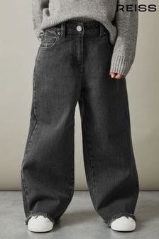 Reiss Grey Grayson Senior Wide Leg Frayed Jeans (E63236) | ￥12,940