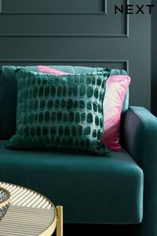 Dark Green Rebel Spot Velvet Cushion (E64122) | $29