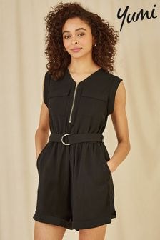 Yumi Black Utility Playsuit With Pockets (E64293) | $77