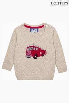 Trotters London Natural Little Oatmeal Fire Engine Jumper (E64836) | ‏344 ر.س.‏