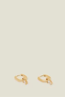 Accessorize Gold Plated 14ct Drop Square Hoops Earrings (E65176) | €16