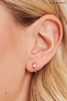 Accessorize Gold Plated 14ct Stone Huggie Hoops Earrings (E65191) | €16