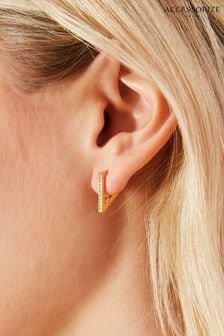 Accessorize Gold Plated 14ct Triangle Hoops Earrings (E65201) | $25