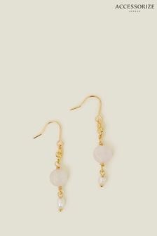 Accessorize Gold Plated 14ct Stone Pearl Drop Earrings (E65205) | kr290