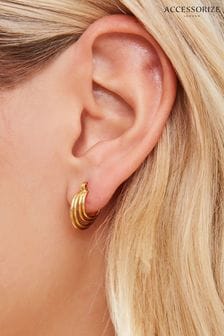 Accessorize Gold Plated 14ct Layered Hoops Earrings (E65208) | $25