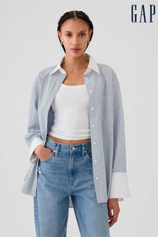 Gap Blue Cotton Oversized Stripe Shirt (E66071) | €69