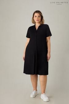 Live Unlimited Black Petite Curve Jersey Shirt Dress (E66172) | €87