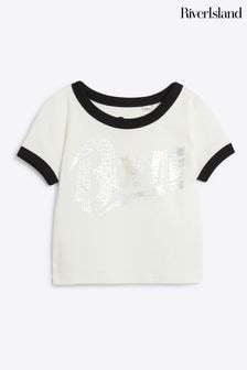 River Island White Baby Girls 100% Cotton Bowie T-Shirt (E66407) | $24