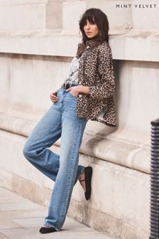 Mint Velvet Brown Leopard Print Denim Shacket (E66759) | $187