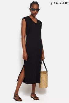 Jigsaw Black 100% Cotton Column T-Shirt Dress (E67086) | $170