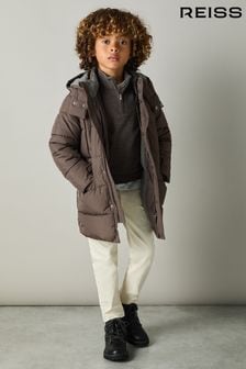 Reiss Chocolate Brown Carston 13-14 yrs Patch-Pocket Quilted Puffer Jacket (E67164) | ₪ 642