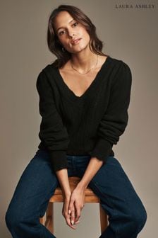 Black v neck jumpers womens hotsell