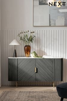 Black Valencia Marble Mango Wood Large Sideboard (E67470) | €1,225