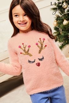 Lipsy Pink Mini Knitted Christmas Jumper (2-6yrs) (E67803) | $35 - $38