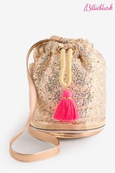 Billieblush Gold Sequin Party Occasion Handbag With Pom Pom Detail (E67880) | ₪ 193