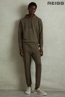 Reiss Sage Green Fabien Interlock Jersey Hoodie (E68025) | $232