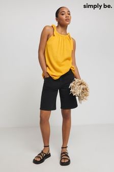 Simply Be Orange Tie Shoulder Textured Top (E68089) | $38