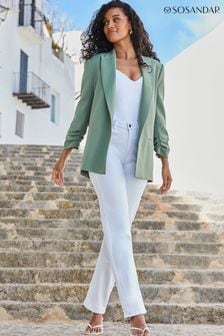 Sosandar Green Relaxed Fit Longline Blazer (E68758) | $146