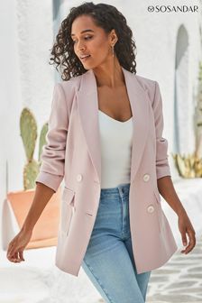 Sosandar Textured Double Breasted Longline Blazer (E68862) | 130 €