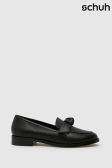 Schuh Lula Leather Bow Black Loafers (E69220) | 345 zł