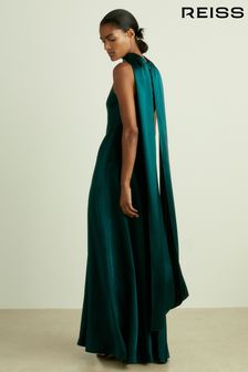 Reiss Teal Fae Petite Satin Cape Dress (E69273) | kr7 330