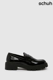 Schuh Livia Chunky Patent Black Loafers (E69307) | kr740