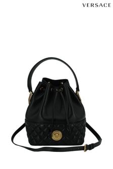 Versace Black Lamb Leather Versace Bucket Shoulder Bag with Medusa Logo (E69539) | €2,189