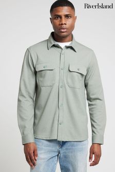 River Island Green Regular Fit Long Sleeve Jersey Overshirt (E69655) | 282 SAR