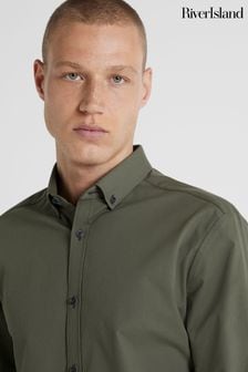 River Island Green Muscle Fit Textured Shirt (E69659) | 124 QAR