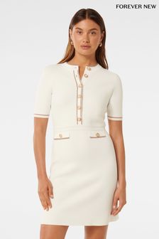 Forever New White Belle Crepe Knit Dress (E69674) | €126