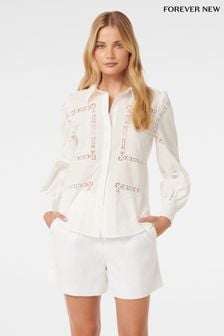 Forever New White Brianna Broderie Shirt (E69680) | kr1 190
